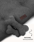 Grey boucle floor dog pillow with matching toys, Le Noof