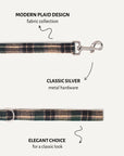 Green plaid dog leash close-up, Le Noof