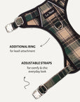 Green Plaid Backpack Dog Harness