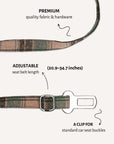 Green plaid dog seatbelt, Le Noof