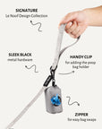 Grey jacquard dog leash with poop bag holder, Le Noof