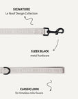 Grey jacquard dog leash close-up, Le Noof