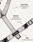Grey and black jacquard step-in dog harness, Le Noof