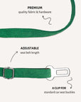 Kelly Green Corduroy Dog Seatbelt