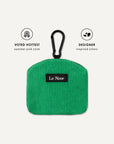 Kelly green corduroy dog treat pouch, Le Noof