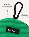 Kelly green corduroy dog treat pouch close-up, Le Noof