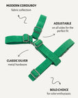 Kelly green corduroy step-in dog harness, Le Noof