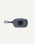 Light blue denim dog poop bag holder with Le Noof logo and metal clip