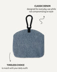 Light blue denim dog treat pouch back view, Le Noof