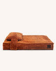 Orange Fleece Premium Orthopedic Dog bed from Le Noof on white background
