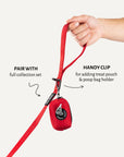 Red jacquard dog leash with poop bag holder, Le Noof