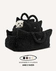 Black Teddy Travel Car Dog Bed