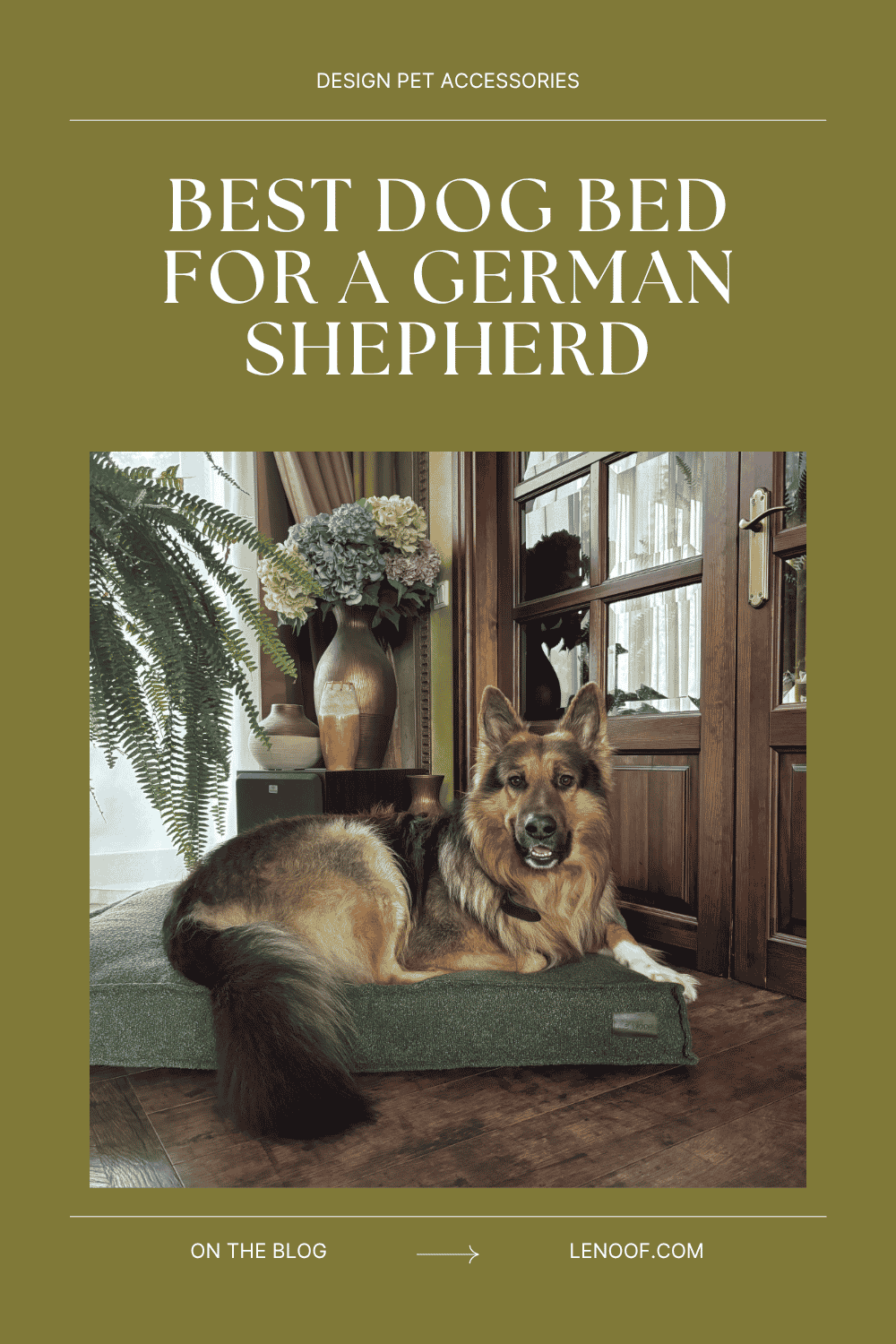 Best dog bed for a german shepherd - blog post cover by Le Noof