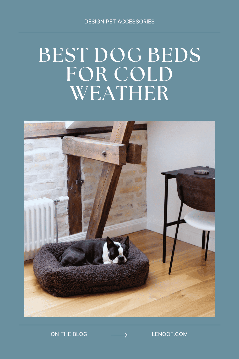 Dog Beds for Cold Weather - blog post cover by Le Noof