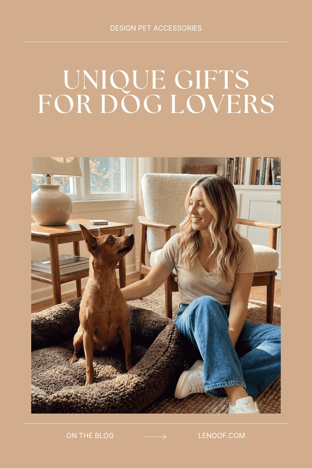Influencer with her new gift - unique dog bed