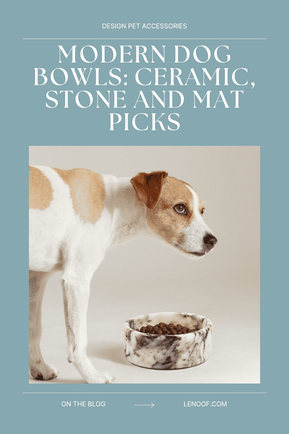 Modern dog bowls - blog post cover from Le Noof