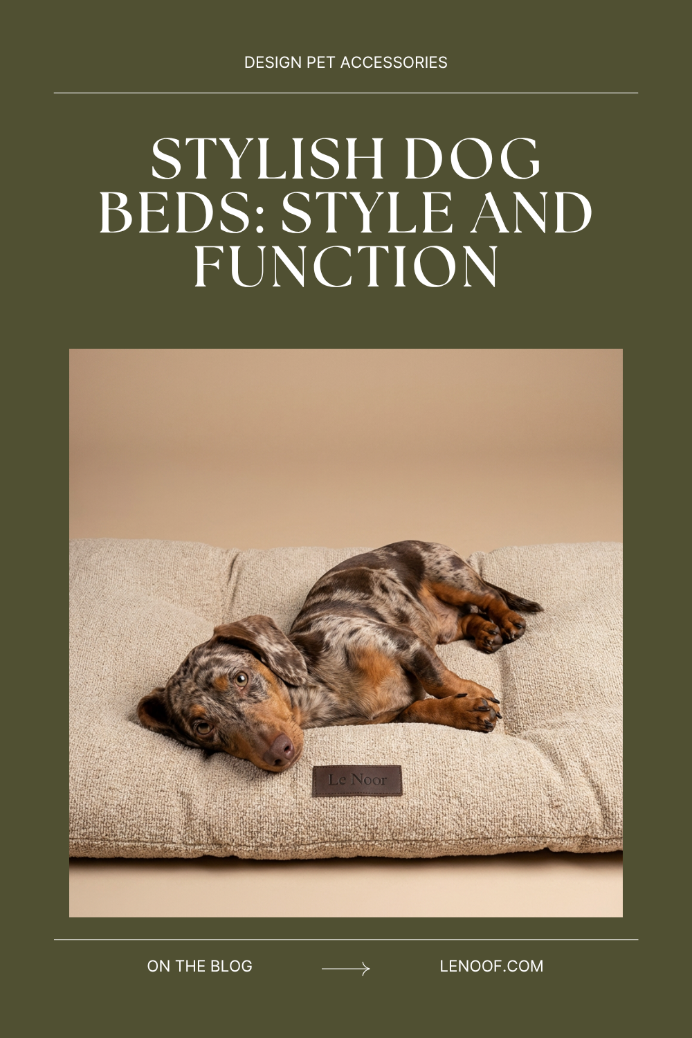 Stylish dog beds blog post cover by Le Noof