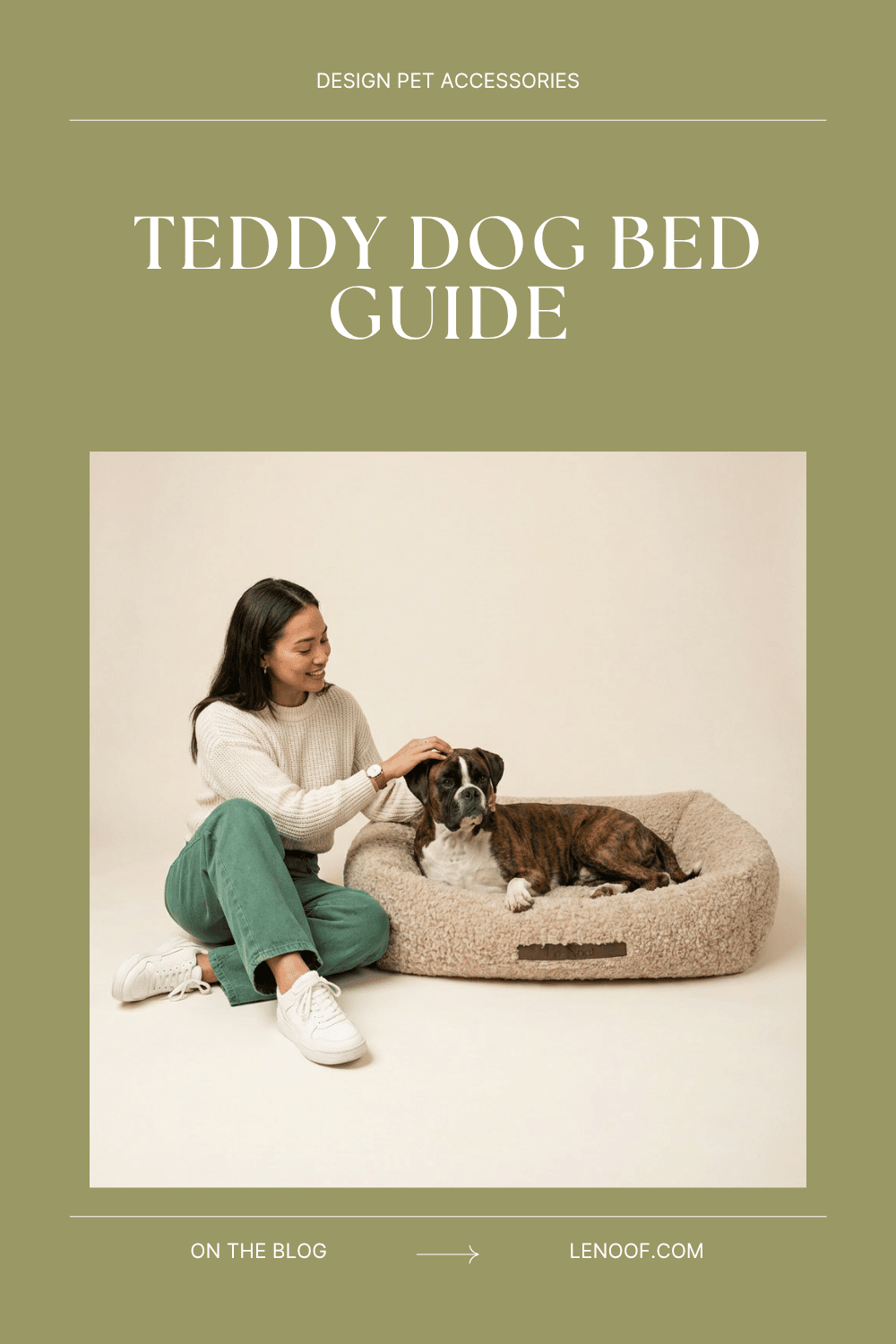 Teddy dog bed blog post cover by Le Noof
