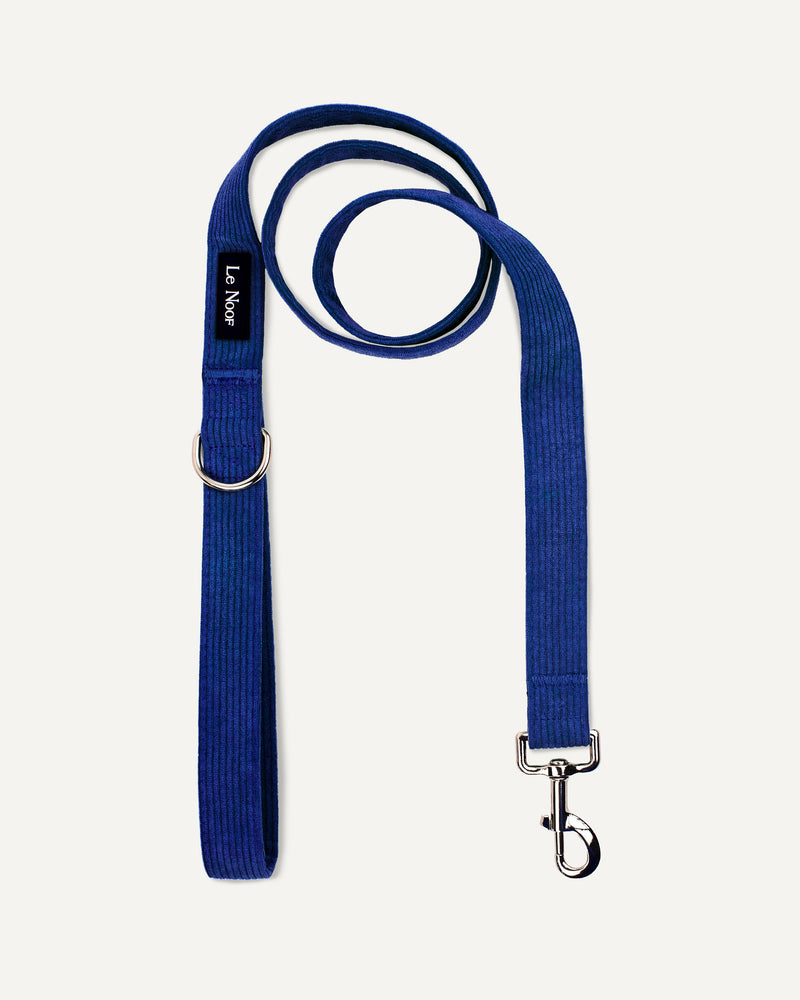 Blue corduroy Le Noof dog leash