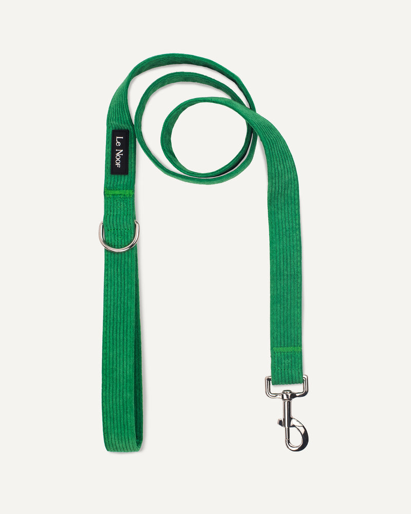 Green corduroy Le Noof dog leash