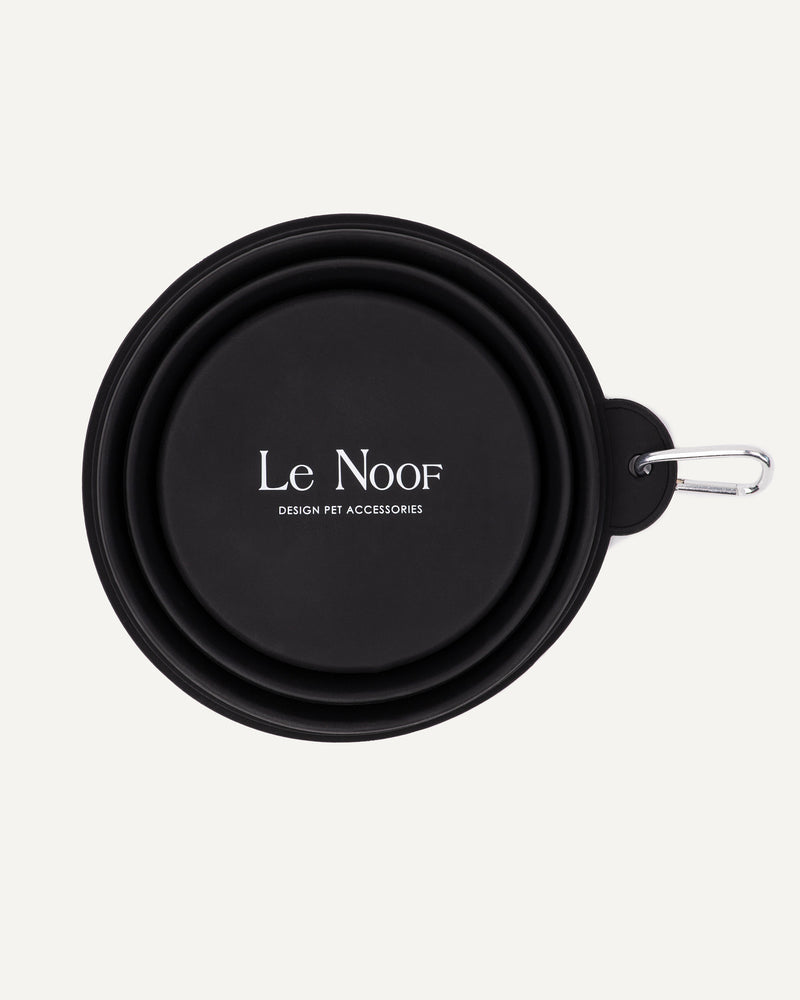 Black collapsible silicone dog bowl