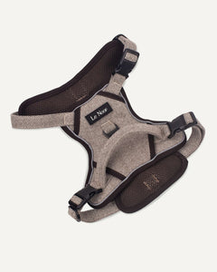 Brown cotton Le Noof dog harness with handle on the back