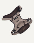 Brown cotton Le Noof dog harness with handle on the back