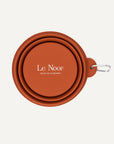 Brown collapsible rubber dog bowl