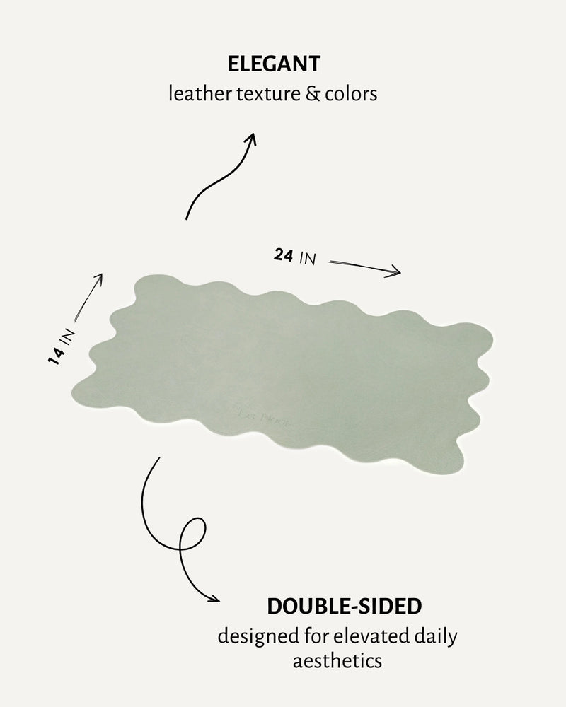Green wavy double-sided dog bowl mat, Le Noof