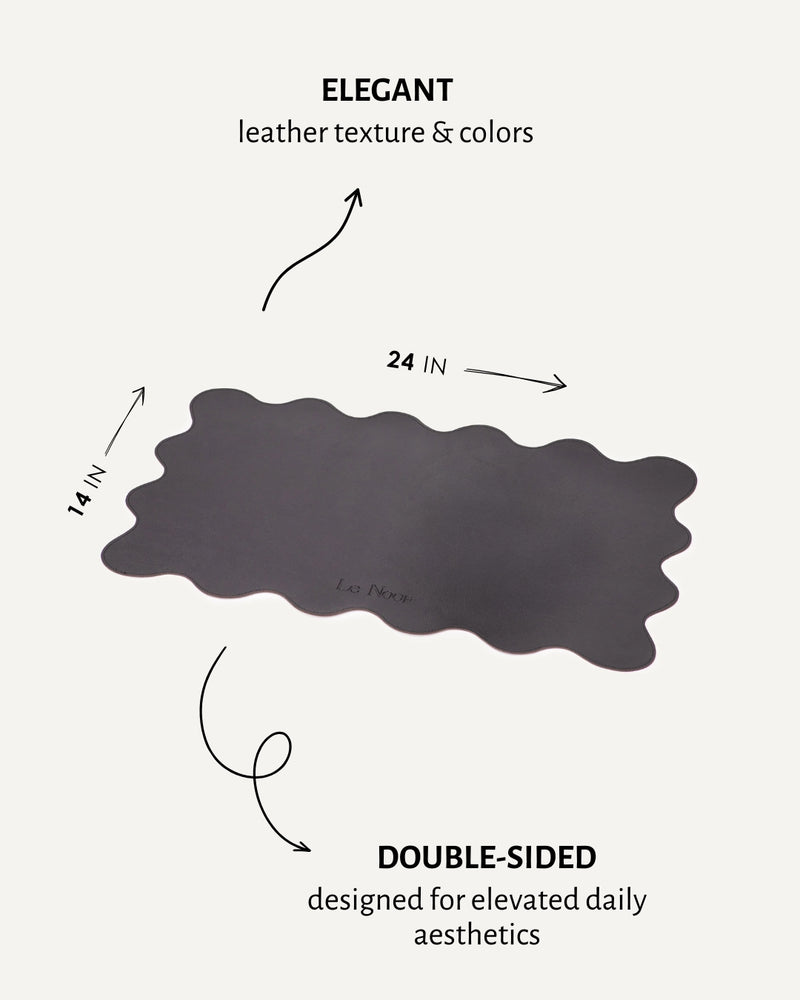 Black and brown wavy double-sided dog bowl mat, Le Noof
