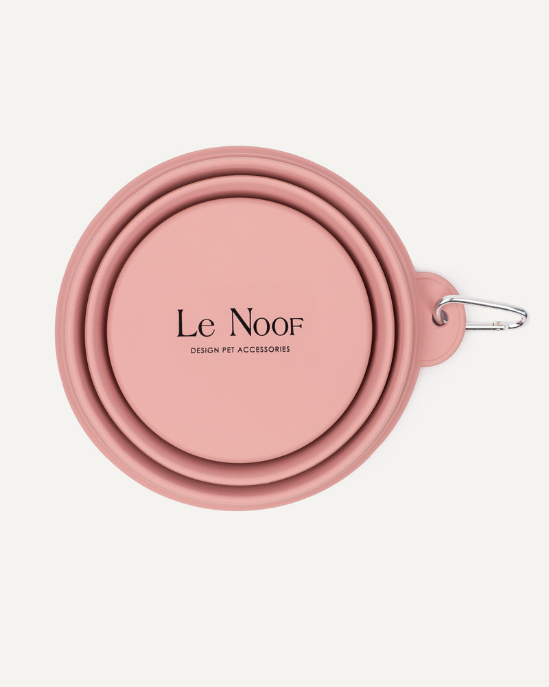 Pink rubber dog bowl foldable