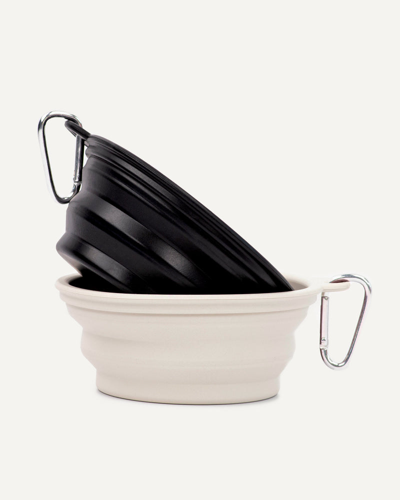 Black & Off White collapsible silicone dog bowls