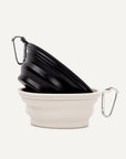 Black & Off White collapsible silicone dog bowls