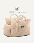 Best teddy dog car bed with soft designer fabric in beige color