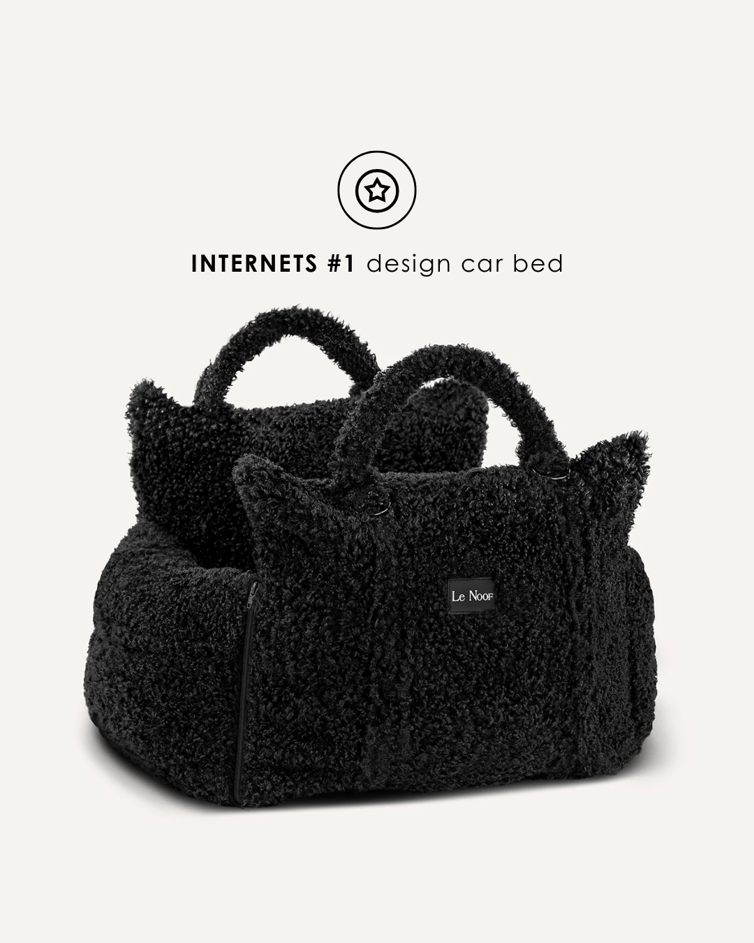Black teddy dog car bed premium quality fabric
