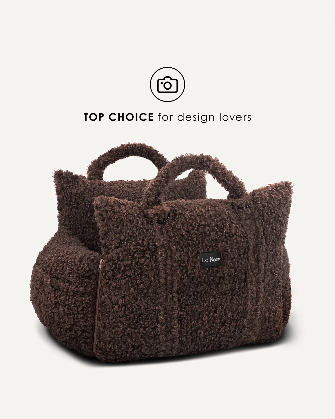Designer brown teddy dog car bed with soft premium fabric