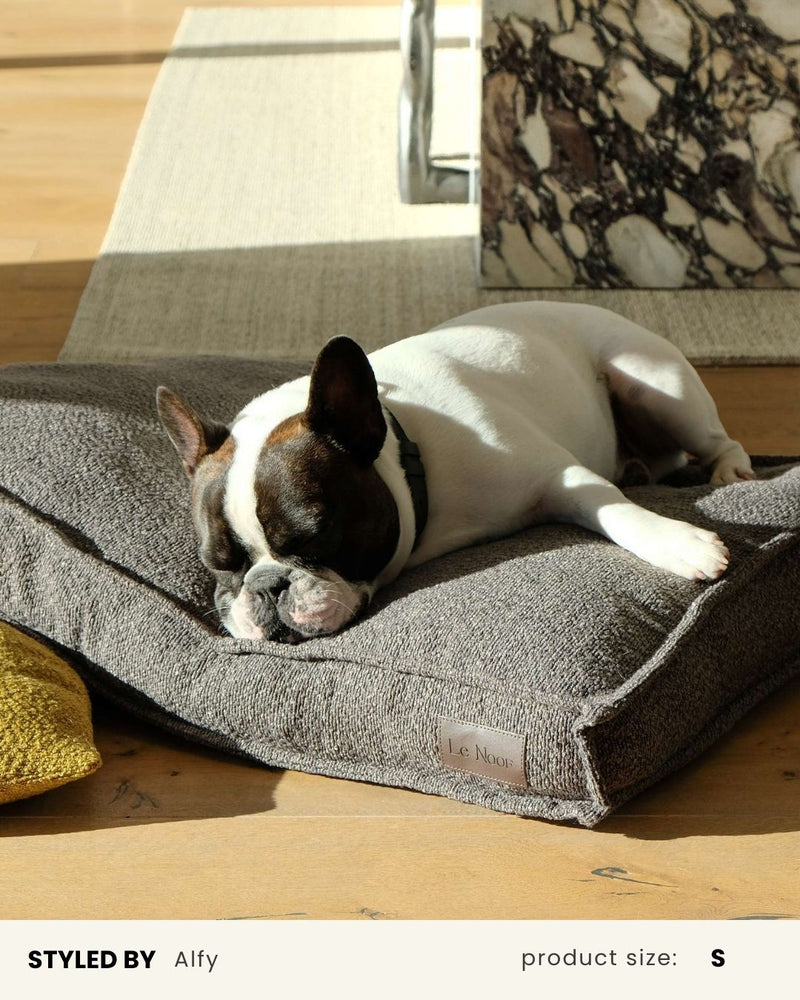 Grey Boucle Square Dog Bed
