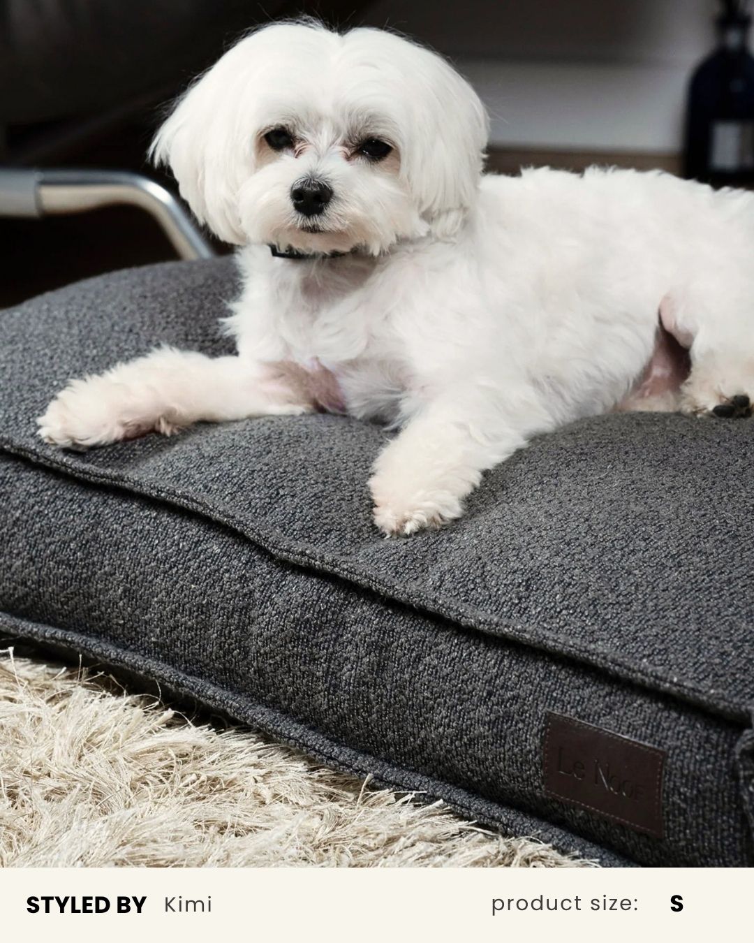 Grey Boucle Square Dog Bed