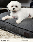 Grey Boucle Square Dog Bed