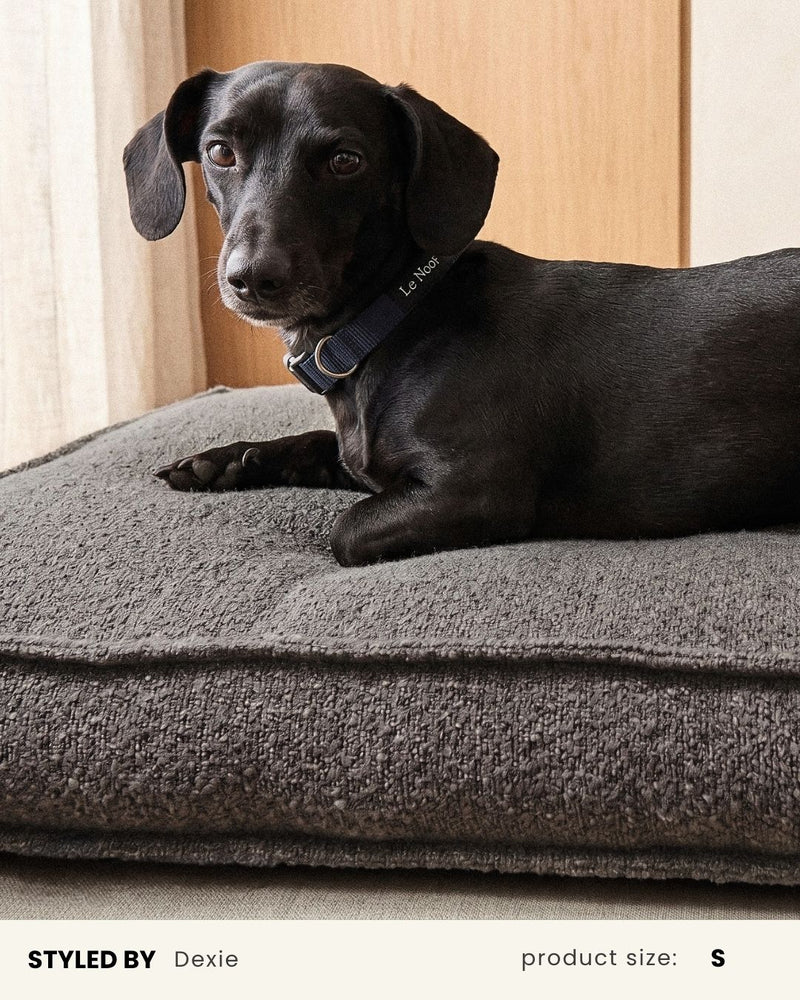 Grey Boucle Square Dog Bed