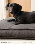 Grey Boucle Square Dog Bed