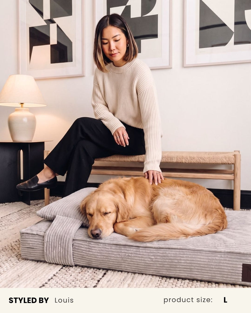 Grey Corduroy Orthopedic Dog Bed