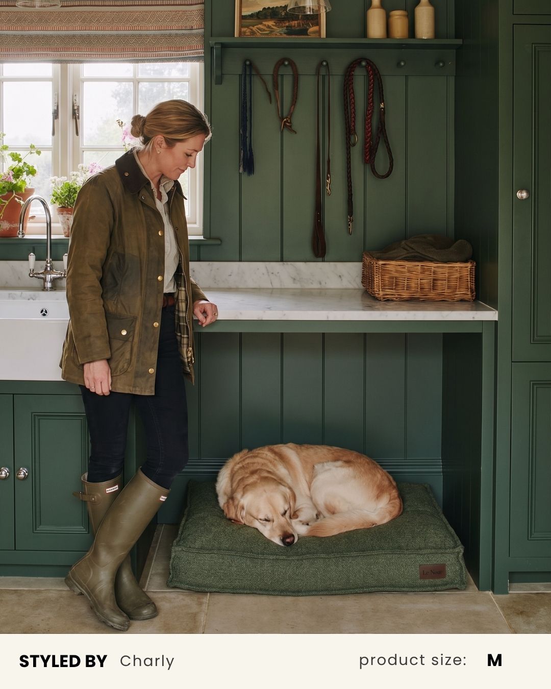 Green Boucle Dog Bed For Large Dogs
