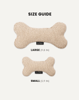 Beige boucle bone dog toy in two sizes, Le Noof