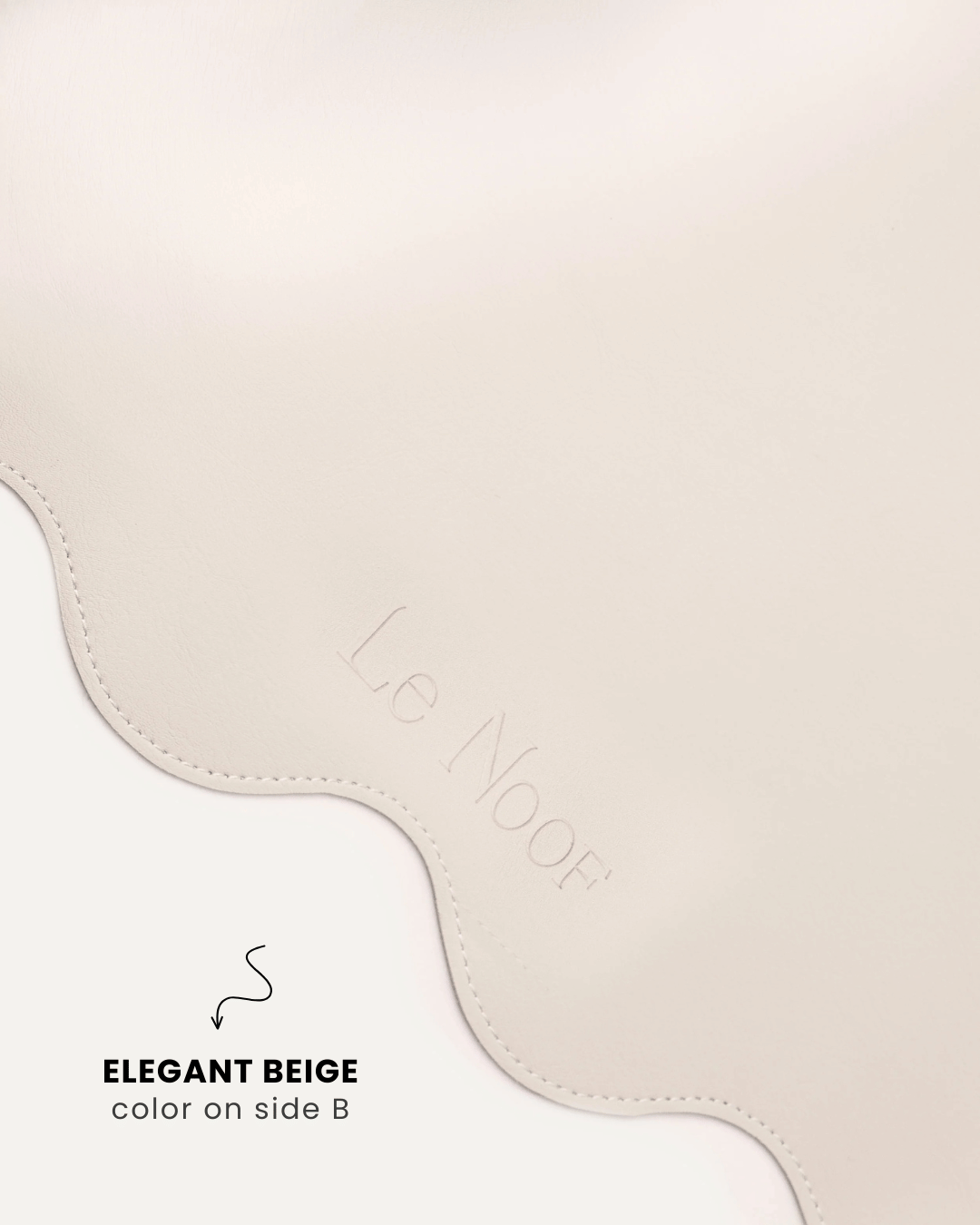 Beige side of wavy double-sided dog bowl mat, Le Noof