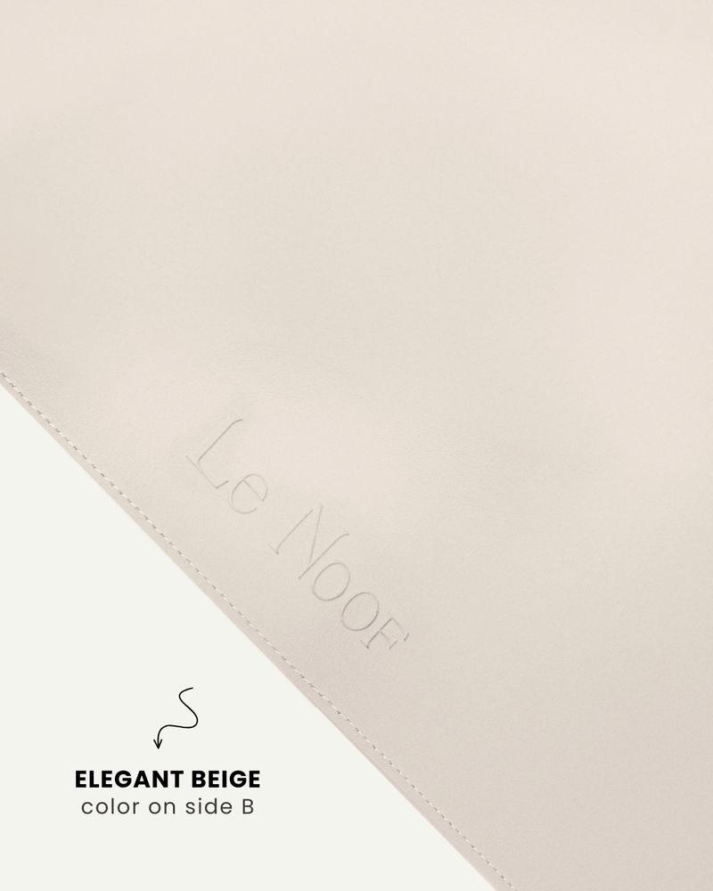 Beige side of double-sided dog bowl mat, Le Noof