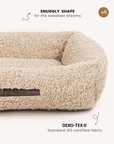 Beige teddy fabric sofa dog bed, Le Noof