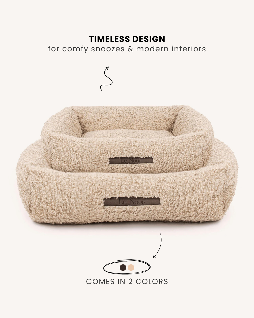 Beige cozy teddy sofa dog bed, Le Noof