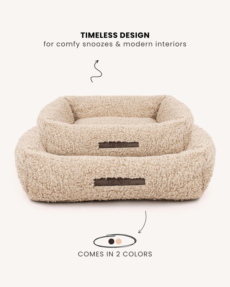 Beige cozy teddy sofa dog bed, Le Noof