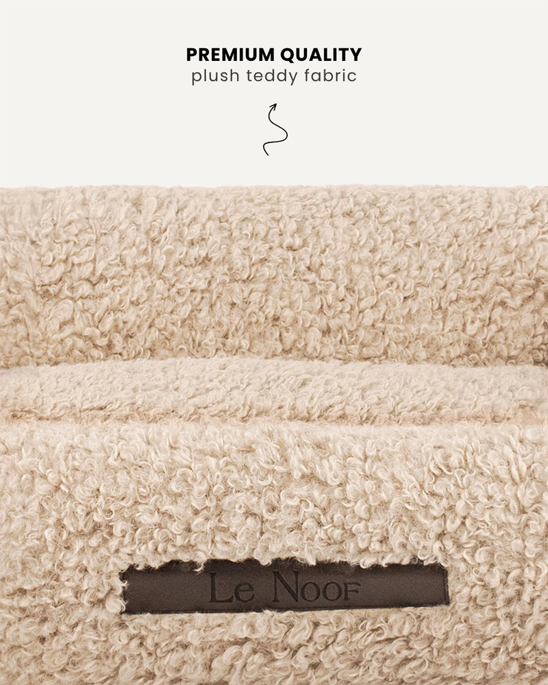 Beige teddy designer sofa dog bed, Le Noof